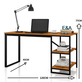 Mesa Home Office com Prateleiras de Metal