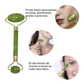 Kit de Massagem Facial - Rolo de Jade e Placa Gua Sha